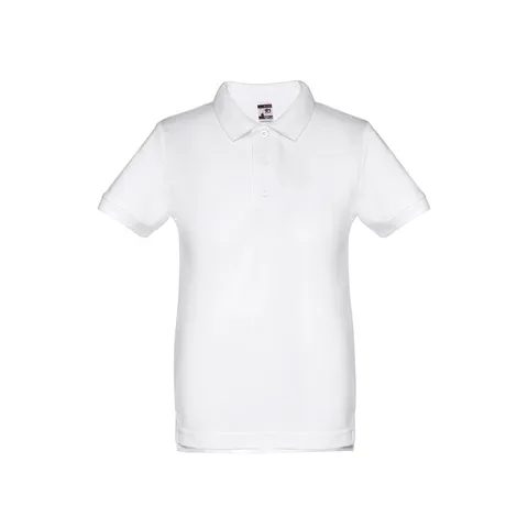 THC ADAM KIDS WH. Kortärmad pikétröja för barn (unisex). vit färg