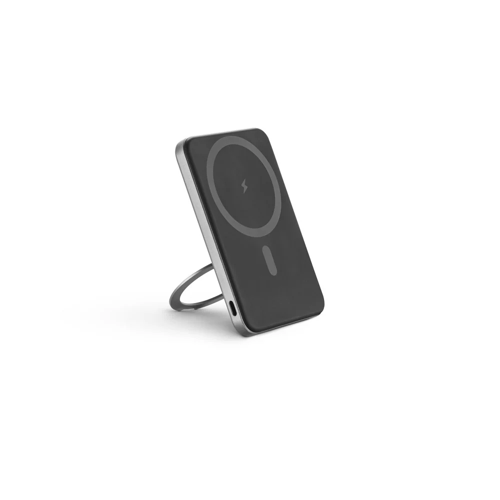 WARSHEL 5. 5 000 mAh magnetisk powerbank med 15 W supersnabb trådlös laddare i återvunnen ABS (100 % rABS) med stativ