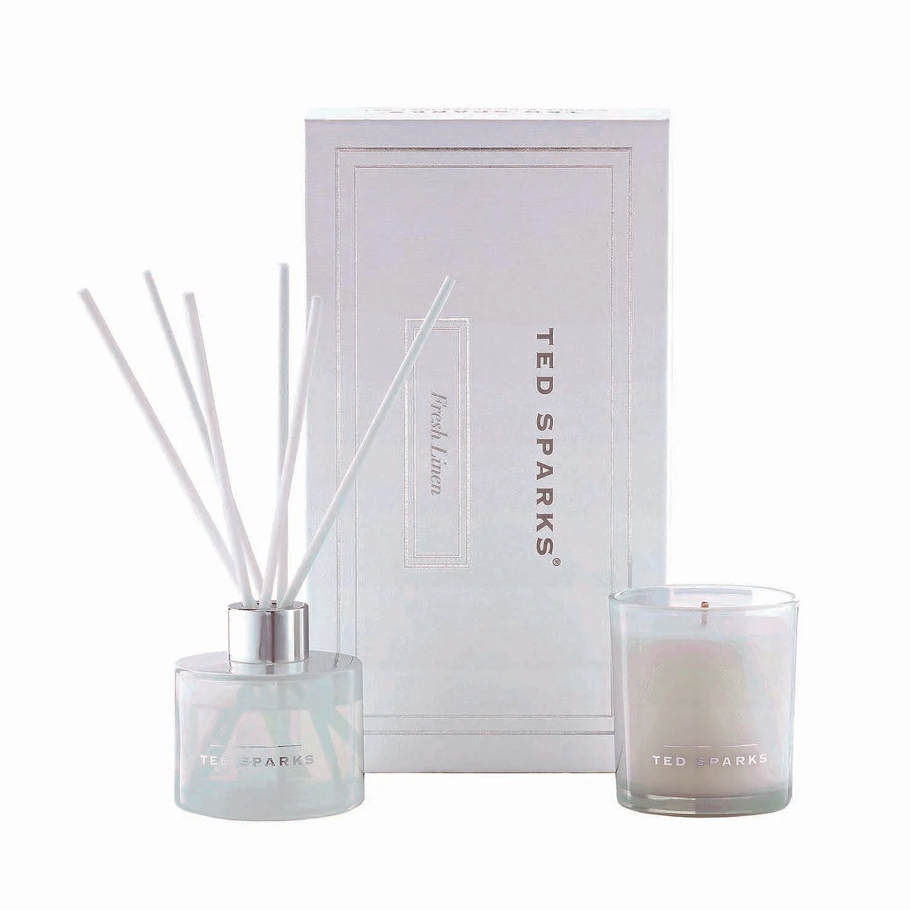 Ted Sparks presentset med doftljus och doftspridare Fresh Linen
