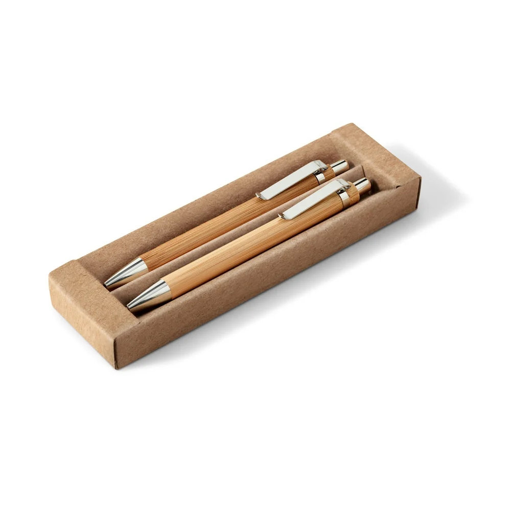 GREENY. Penna och mekanisk penna set av bambu