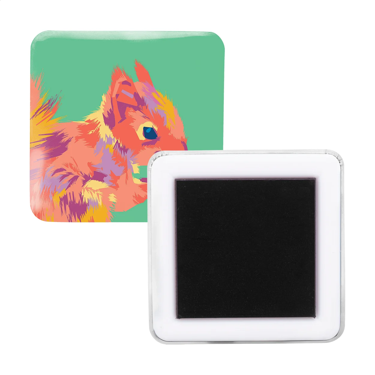 MagBadge Square kylskåpsmagnet med knappnål