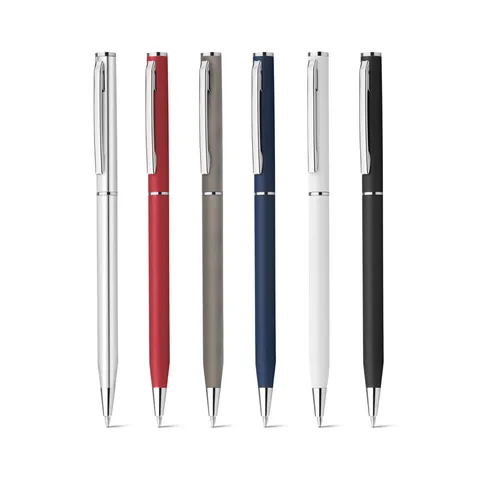 LESLEY METALLIC. Aluminium ball pen with clip and twist mechanism