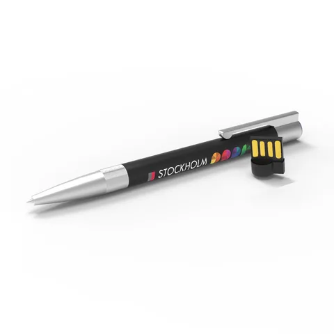 USB-Kugelschreiber Stockholm Schwarz (schwarze Tinte)
