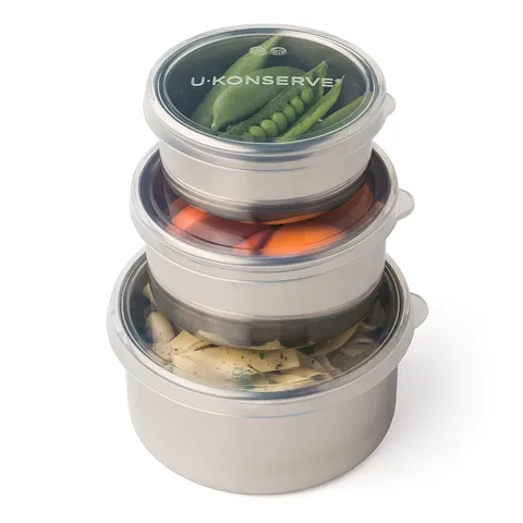 Round Stainless Steel Nesting Trio with Silicone Lid (Set of 3)