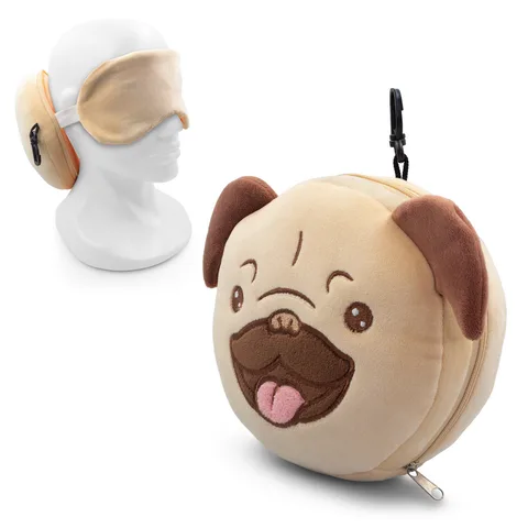 Plyschhund, resekudde och sovmask Atta