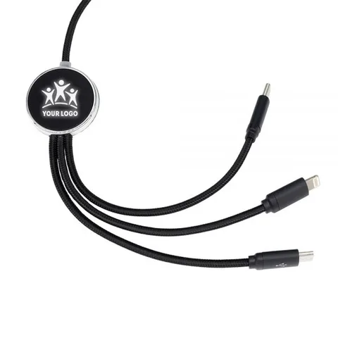 Pikk 3-in-1 laadimiskaabel valgustatud logoga W201TG