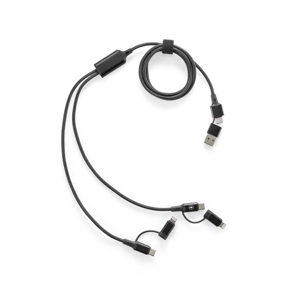 BERTOZZI. Supersnabb 6-i-1 USB-kabel i återvunnen aluminium (20 %) och återvunnen PET (4 %)