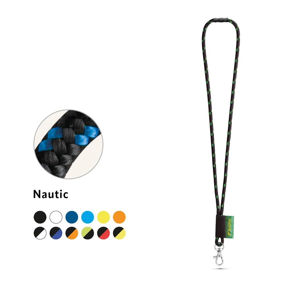 MANSFIELD. SET Lanyard NAUTIC Lång (Ø 7 mm) med 9 mm grindkarbinhake och Ø 7 mm säkerhetsspänne
