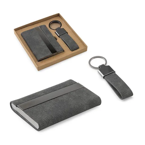 Metallist ja taaskasutatud polüestrist kaardihoidja ning võtmehoidja komplekt VAUGHN