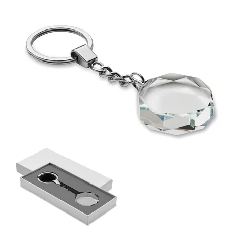 Glass round award key ring