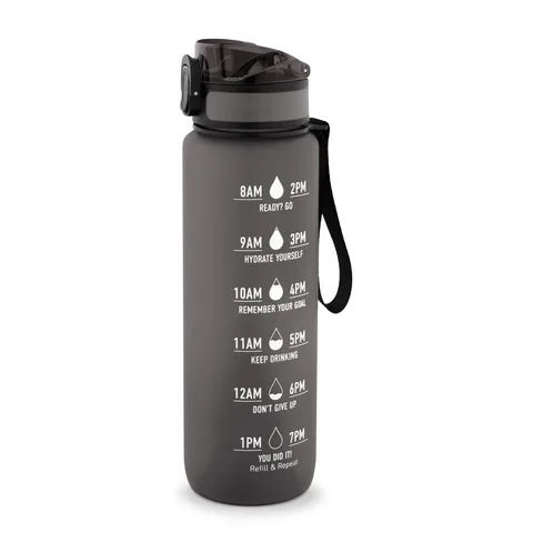 ERIKSSON. Bottle made from recycled PET (100% rPET), featuring motivational phrases and time markings to encourage you to drink water