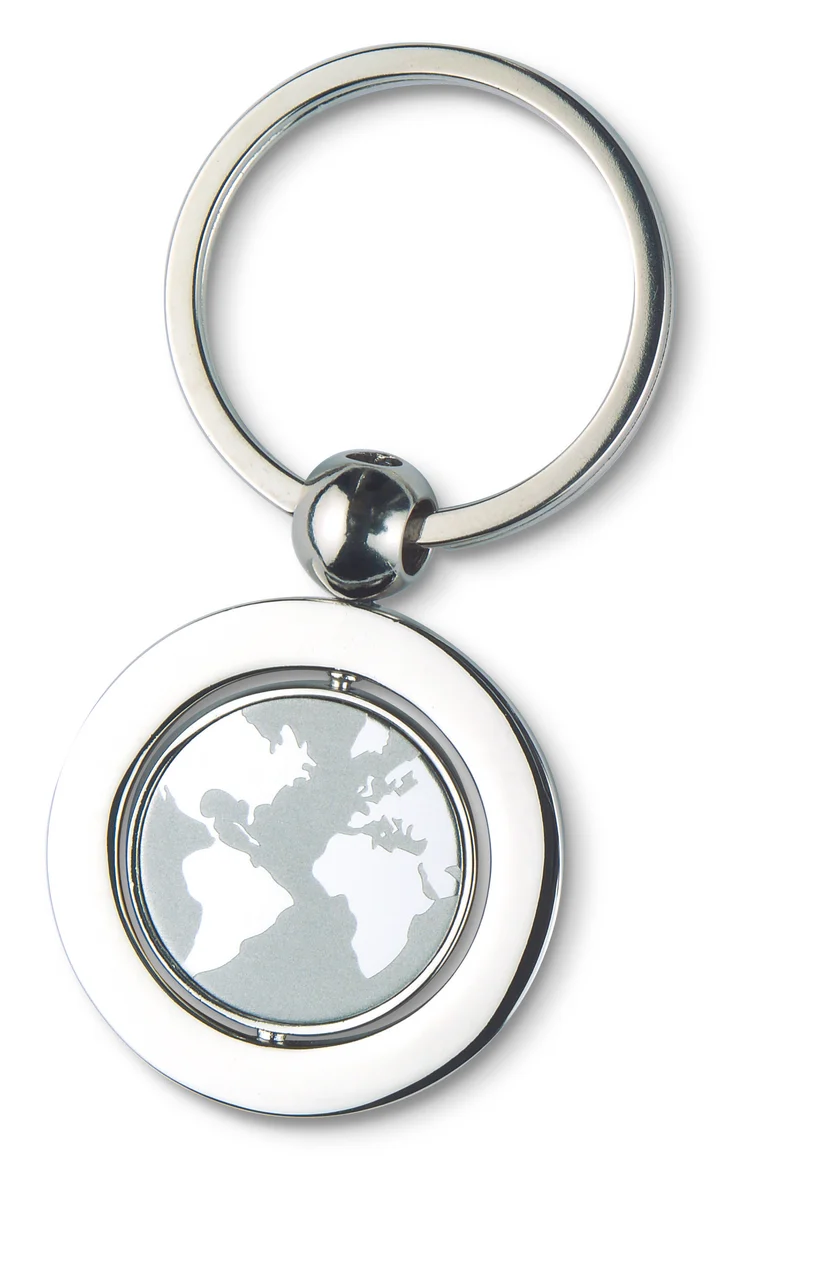 Globe metal key ring