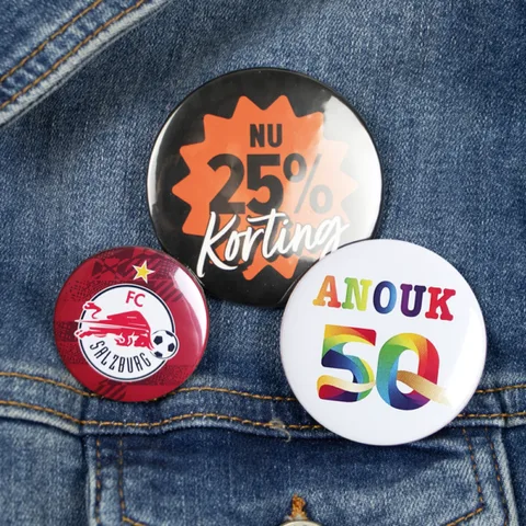 Button badges with safety pin