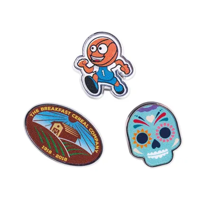 Custom shape lapel pin with full colour print