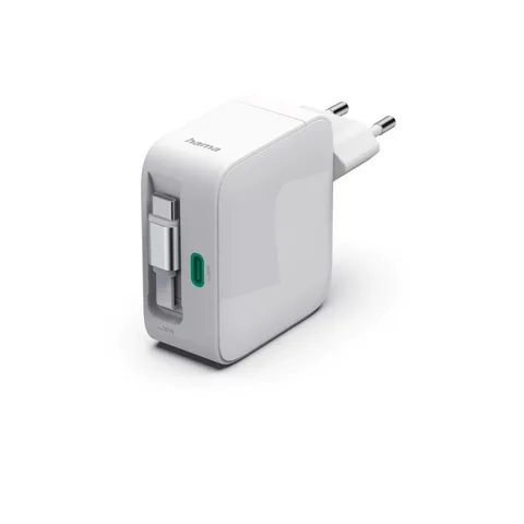 Steckdosen-Ladegerät 30W mit ausziehbarem Kabel, Hama