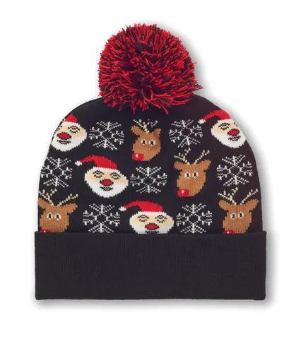Stickad mössa med julmotiv