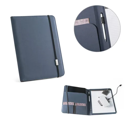 EMERGE FOLDER II. A4 folder in recycled polyester (100% rPET) 300D with elastic closure