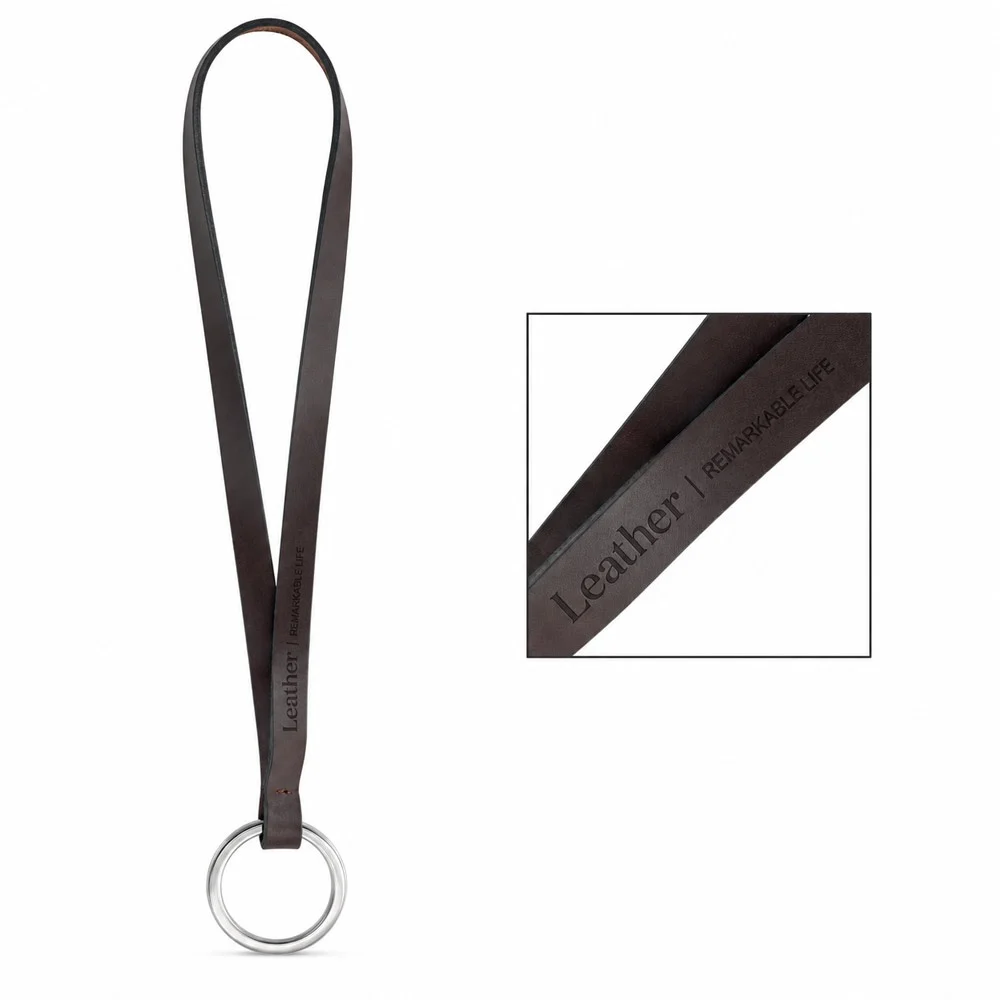Printed sample of Lanyard LEATHER Short Slim (10 mm)
