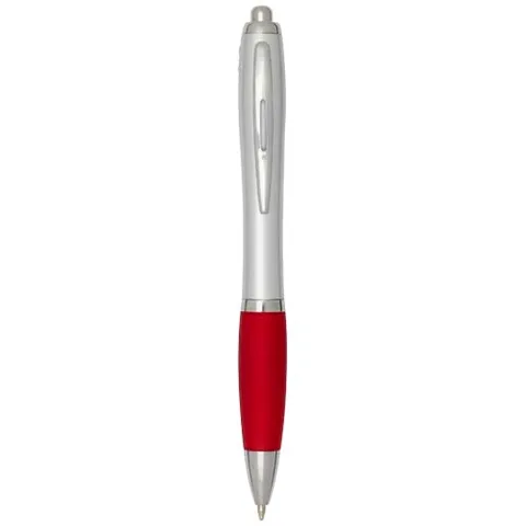 Nash RCS recycled plastic ballpoint pen with silver barrel and coloured grip (black ink)