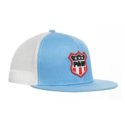 6 panel acrylic flat visor trucker cap