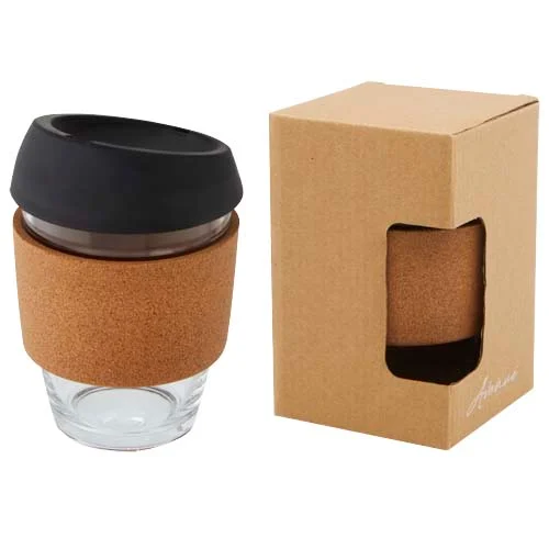 Lidan 360 ml termos i borosilikatglas med korkgrepp och silikonlock