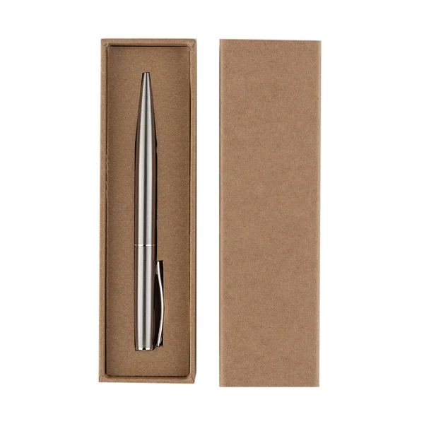 Silberfarbener Metall-Kugelschreiber in Box