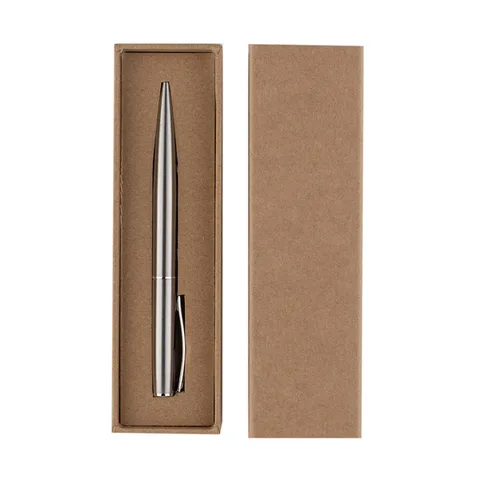 Silberfarbener Metall-Kugelschreiber in Box
