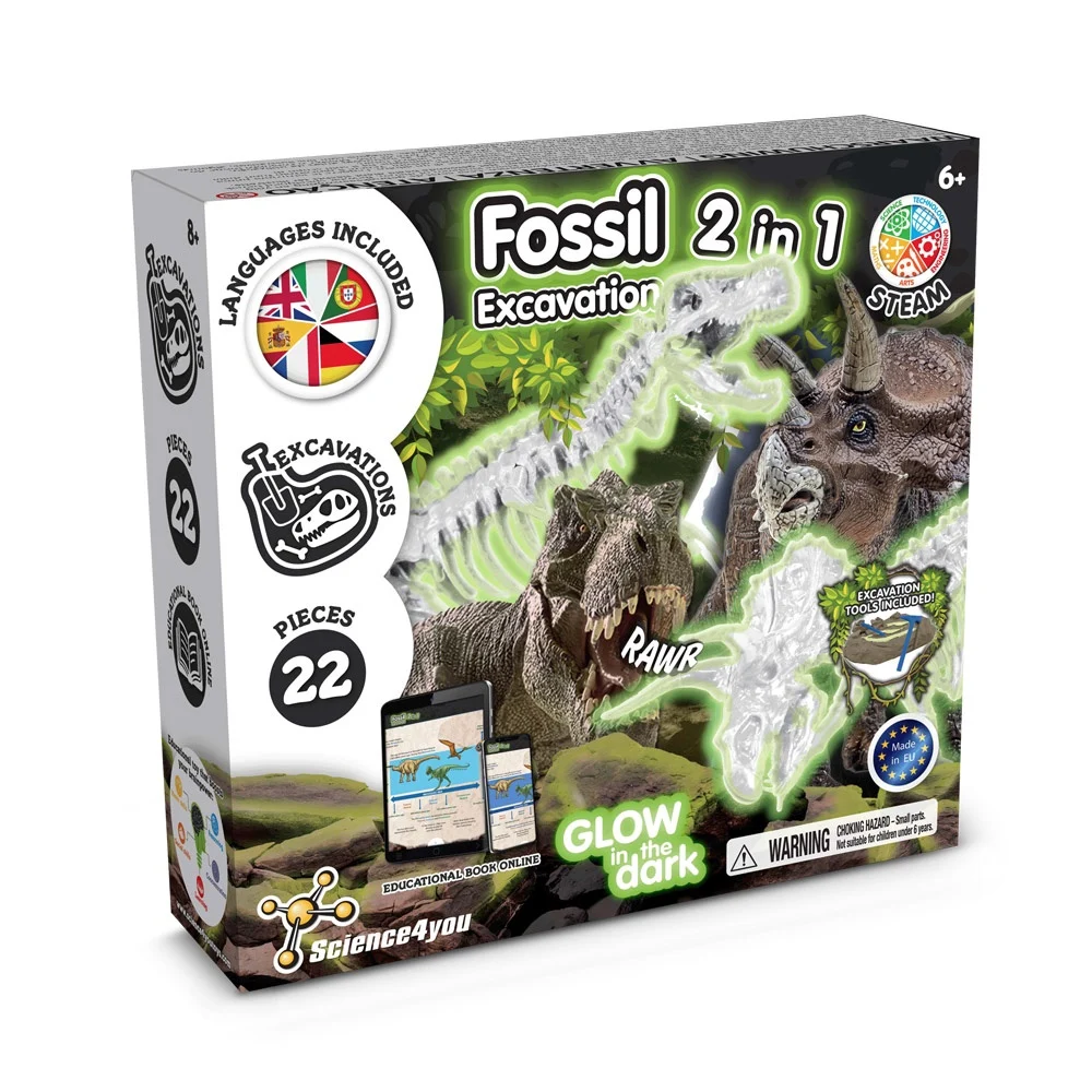 2 in 1 Fossil Excavation Kit I. Pedagogiskt spel för barn
