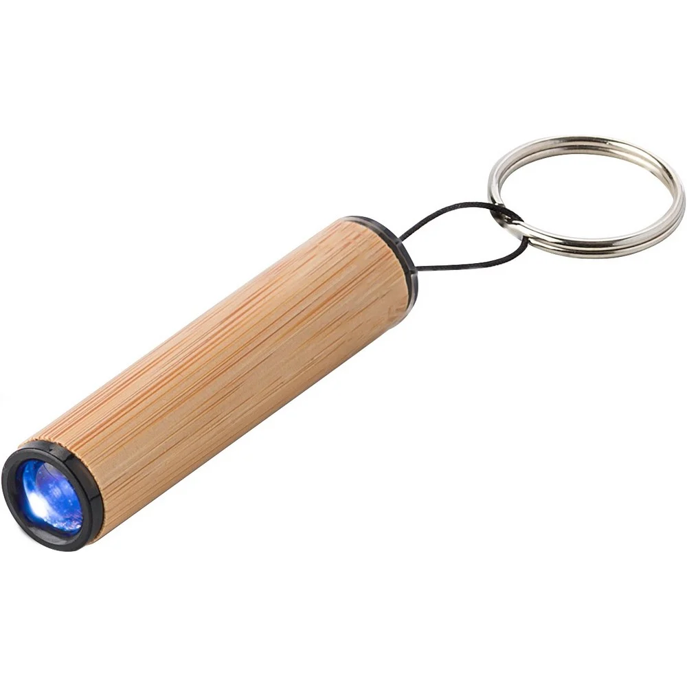 Nyckelring i bambu med LED-lampa