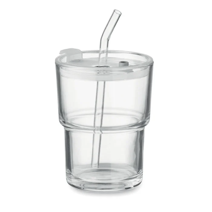 Glasmugg med sugrör 400ml