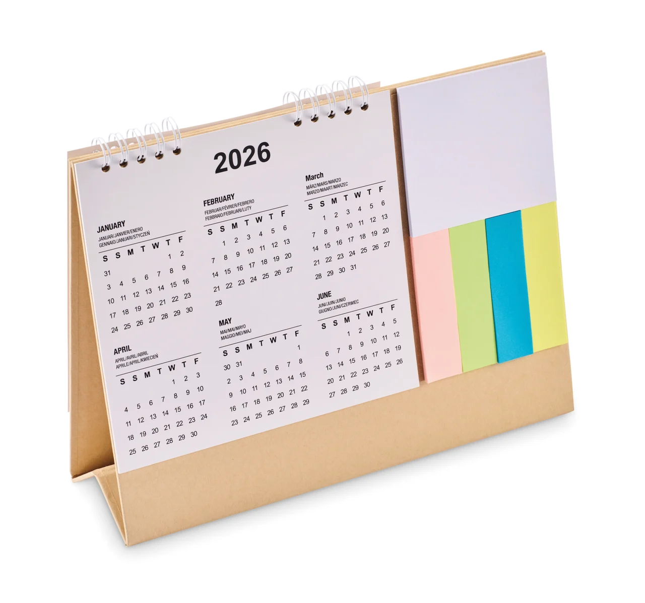 Skrivbordskalender med memopad
