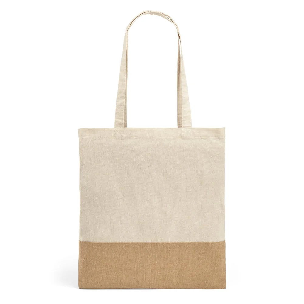 MERCAT. Påse i 100 % bomull (160 g/m²) med imiterade jutedetaljer