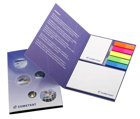 Adhesive note pads in card covers