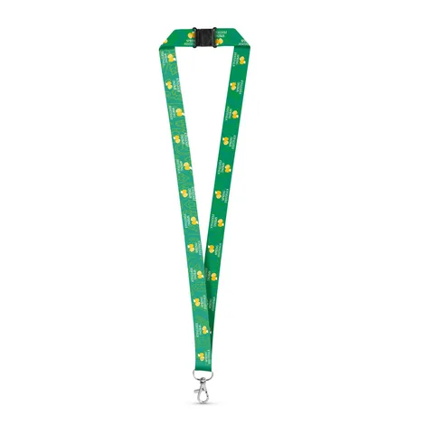 DOVER. SET Lanyard SUBLIMATION Long II (20 mm) i återvunnen polyester (100 % rPET) med 20 mm karbinhake och säkerhetsspänne
