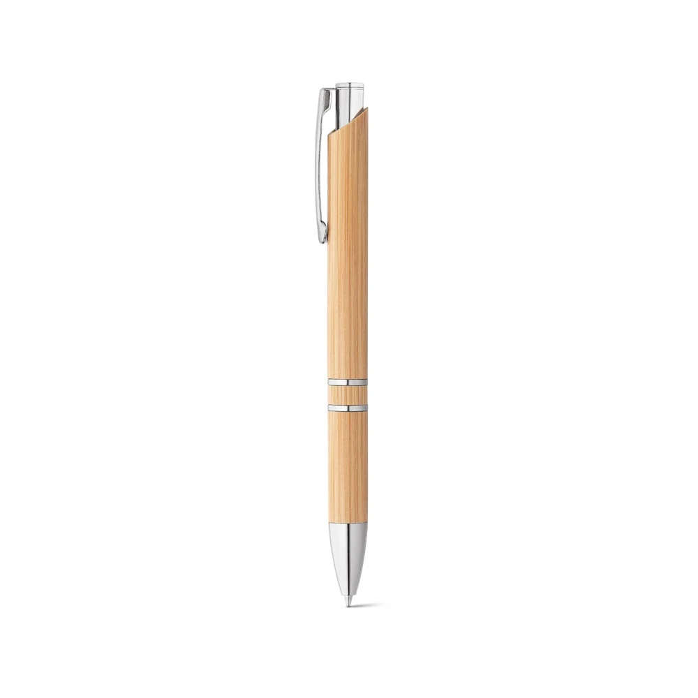 BETA BAMBOO. Bambukulspetspenna med klämma och metalldetaljer