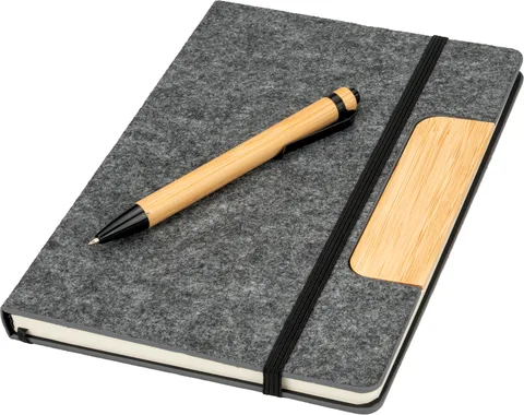 A5 lined notebook made from recycled paper with pen WALSALL