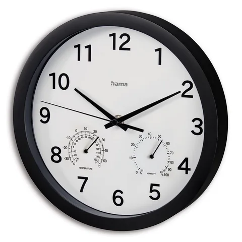 Väggklocka med termometer och hygrometer Hama