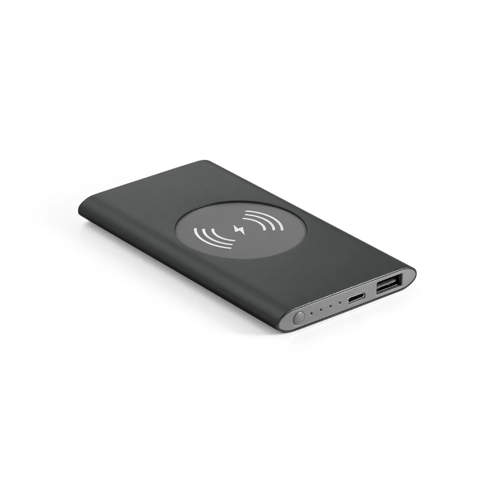 CASSINI. Powerbank 4 000 mAh med 5W trådlös laddare i återvunnet aluminium (100% rAL)