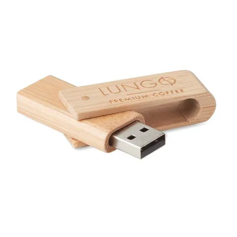 USB-Stick 1-32 GB mit drehbarem Bambusgehäuse