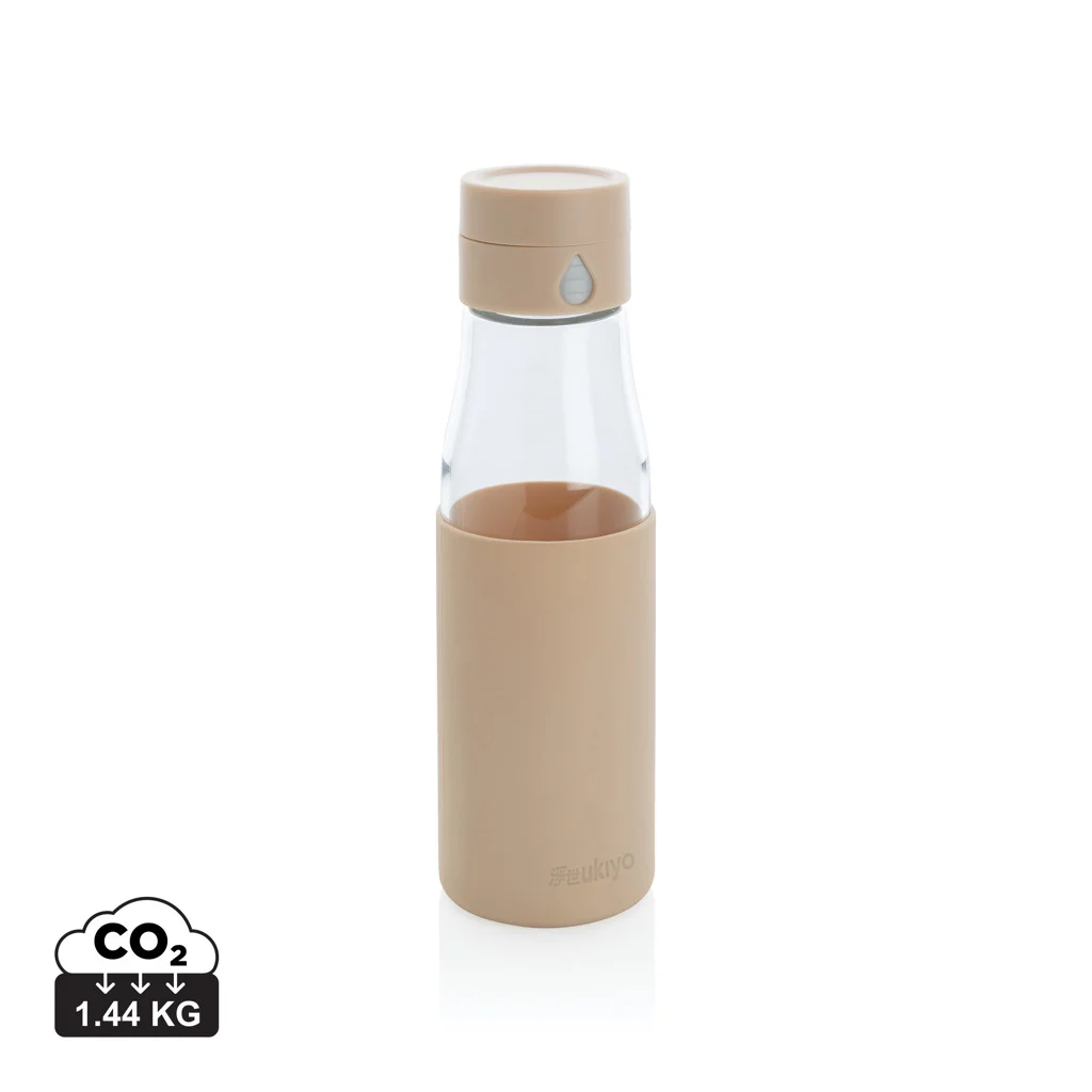 Ukiyo vattenflaska i glas med vätskeindikator och fodral