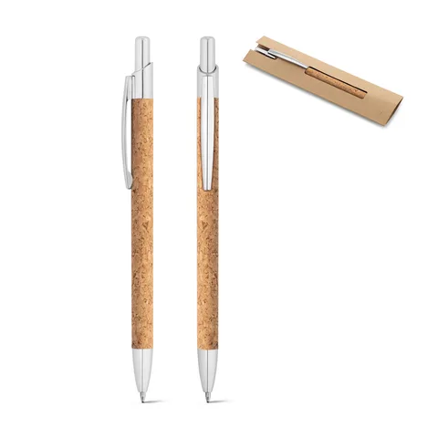 NATURA. Cork and recycled aluminum (100% rAL) ball pen with clip