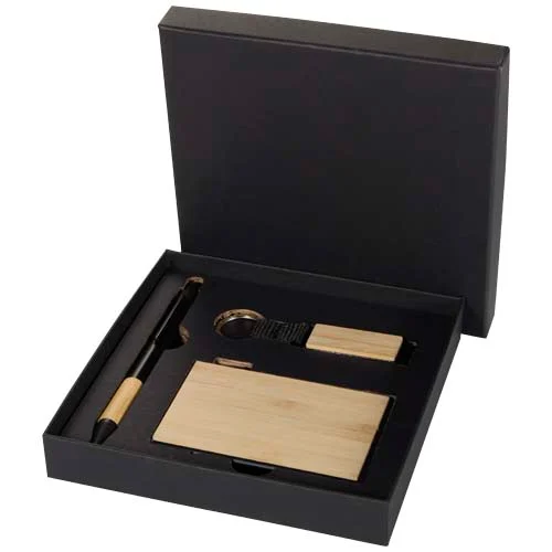 Minka RCS recycled aluminium ballpoint pen, keychain and RFID card holder gift set