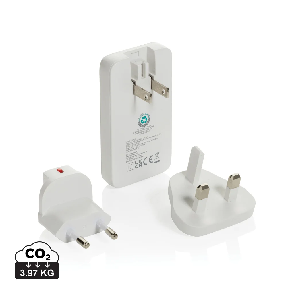 Fluxo RCS 65W GAN-laturi, jossa on yleiskäyttöiset liittimet