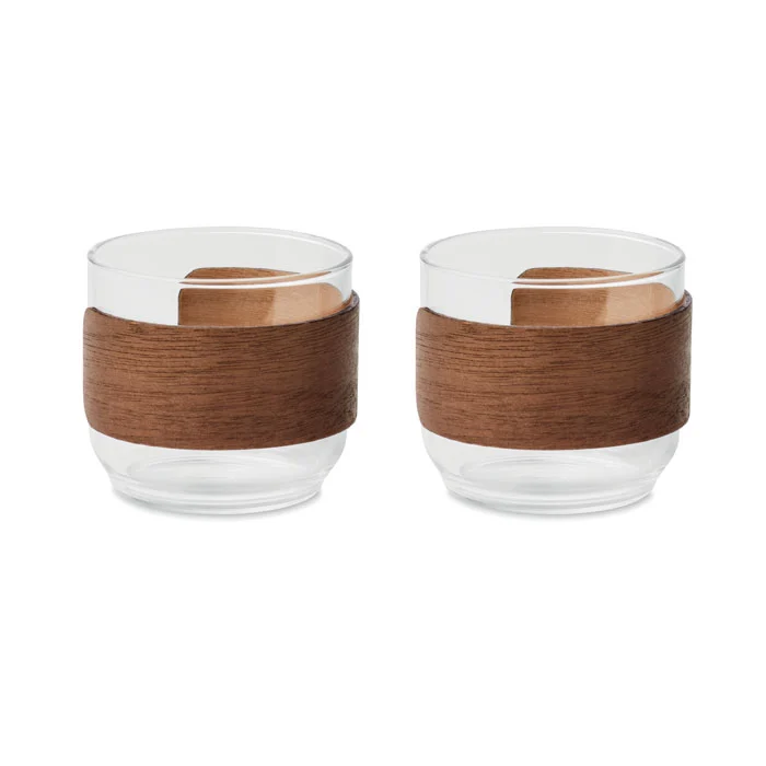 Coffee glass set walnut grip