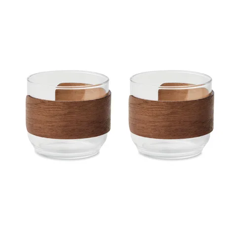 Coffee glass set walnut grip