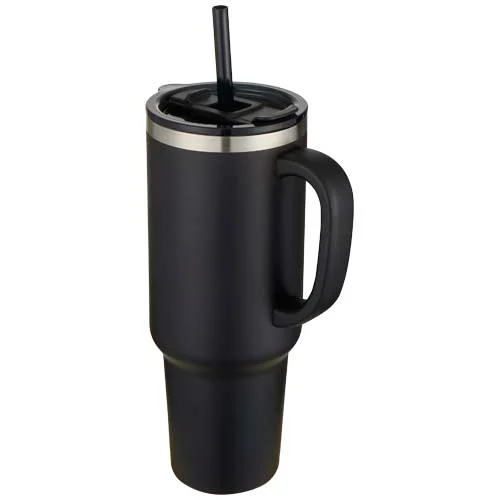 Sydney dubbelväggig RCS-certifierad vakuumisolerad kopparmugg med sugrör, 1 200 ml