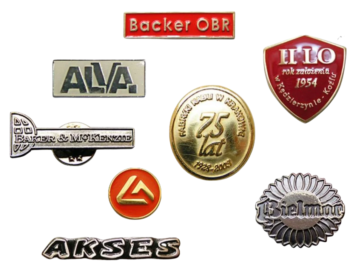 Präglade metallpins med logotyp