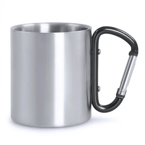 Metal mug 210 ml with carabiner clip