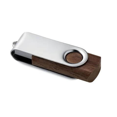 USB-Stick 1-32 GB mit Holzgehäuse und drehbarer Metallabdeckung