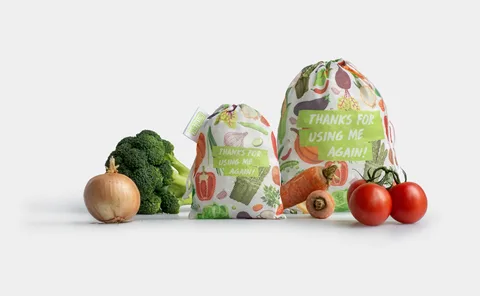 Veggie Bottlebag. Reusable vegetable bags, 100% recycled PET